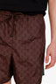 Gucci Brown Nylon GG Monogram Print Web Stripe Swim Shorts Size 56 Mens