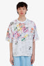 WE11DONE White/Multicolour All Over Logo T-Shirt Size L Mens
