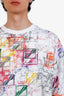WE11DONE White/Multicolour All Over Logo T-Shirt Size L Mens