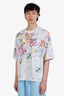 WE11DONE White/Multicolour All Over Logo T-Shirt Size L Mens