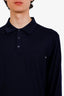 Gucci Navy Wool Logo Polo Long Sleeve Shirt Size XXL Mens
