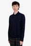 Gucci Navy Wool Logo Polo Long Sleeve Shirt Size XXL Mens