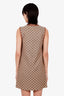 Gucci Brown/Beige Monogram Leather Trimmed Sleeveless Mini Dress Size 38