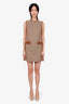 Gucci Brown/Beige Monogram Leather Trimmed Sleeveless Mini Dress Size 38