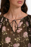 Ulla Johnson Dark Green/Pink Floral Silk Sheer Blouse Size 4