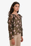 Ulla Johnson Dark Green/Pink Floral Silk Sheer Blouse Size 4