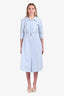 Marni Blue/White Cotton Striped Button Down Long Dress With Belt Size 36