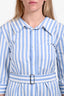 Marni Blue/White Cotton Striped Button Down Long Dress With Belt Size 36