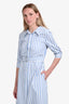 Marni Blue/White Cotton Striped Button Down Long Dress With Belt Size 36
