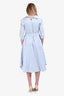 Marni Blue/White Cotton Striped Button Down Long Dress With Belt Size 36