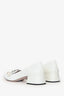 Miu Miu White Patent Square Toe Chain Pearl Deatil Kitten Heels Size 39.5