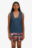 Miu Miu Blue Sequined Hem Sleeveless Denim Mini Dress Size 36