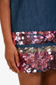 Miu Miu Blue Sequined Hem Sleeveless Denim Mini Dress Size 36