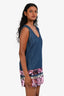 Miu Miu Blue Sequined Hem Sleeveless Denim Mini Dress Size 36