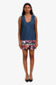 Miu Miu Blue Sequined Hem Sleeveless Denim Mini Dress Size 36