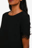 Sandro Black Lace Trimmed Short Sleeve Top Size 2
