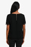 Sandro Black Lace Trimmed Short Sleeve Top Size 2