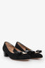 Salvatore Ferragamo Black Suede Patent Vera Bow Kitten Heels Size 36.5