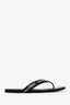 Balenciaga Black Leather Logo Strap Flip Flops Size 40