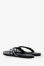 Balenciaga Black Leather Logo Strap Flip Flops Size 40