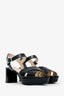Prada Black Patent Leather Crisscross Ankle Strap Sandals Size 40.5