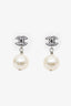 Pre-Loved Chanel™ Silver-toned Embellished CC Pearl Drop Earrings
