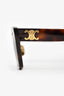 Celine Brown Tortoise Acrylic Logo Oversized Sunglasses