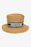 Christian Dior Blue Straw Logo Sun Hat Size 58