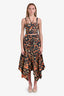 A.L.C. Blue/Orange Cotton Halter Crop Top + Asymmetrical Skirt Size 2