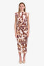 Isabel Marant Etoile Brown/White Cotton Ruched Fitted Maxi Dress Size 36