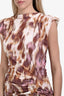 Isabel Marant Etoile Brown/White Cotton Ruched Fitted Maxi Dress Size 36