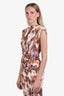 Isabel Marant Etoile Brown/White Cotton Ruched Fitted Maxi Dress Size 36