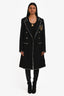 Pre-Loved Chanel™ 2005C Black Wool Crest Embroidered Coat Size 38