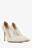 Manolo Blahnik White Satin Lace Bridal Tora Heels Size 37