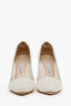 Manolo Blahnik White Satin Lace Bridal Tora Heels Size 37