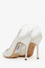 Manolo Blahnik White Satin Lace Bridal Tora Heels Size 37
