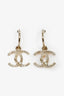 Pre-Loved Chanel™ 2011 Gold Tone Faux Pearl Crystal Embellished CC Dangle Earrings