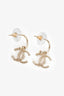 Pre-Loved Chanel™ 2011 Gold Tone Faux Pearl Crystal Embellished CC Dangle Earrings