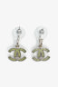 Pre-Loved Chanel™ 2012 Silver Tone/Green CC Dangle Earrings