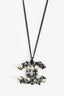 Pre-loved Chanel™ 2010 Rhodium Plated Faux Pearl Crystal Studded CC Necklace