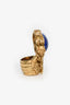 Saint Laurent Gold Tone/Blue Arty Cocktail Ring