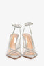 Gianvito Rossi Silver/PVC Embellished Peep Toe Heels Size 36.5