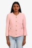 Pre-Loved Chanel™ 2016 Pink Tweed Pearl CC Button Jacket Size 36