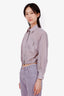 Brunello Cucinelli Lilac Striped Cotton Button Up Shirt Size XXS