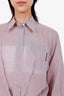 Brunello Cucinelli Lilac Striped Cotton Button Up Shirt Size XXS