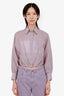 Brunello Cucinelli Lilac Striped Cotton Button Up Shirt Size XXS