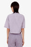Brunello Cucinelli Lilac Linen Cropped Shirt With Chain Detail Size XXS