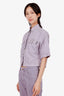 Brunello Cucinelli Lilac Linen Cropped Shirt With Chain Detail Size XXS