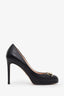 Gucci Black Leather Horsebit Platform Round Toe Heels Size 37.5