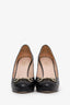 Gucci Black Leather Horsebit Platform Round Toe Heels Size 37.5